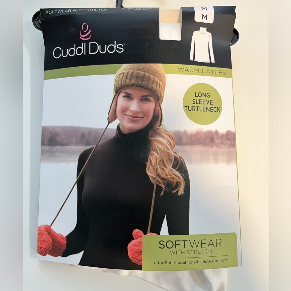 White Cuddl Duds warm layer- turtle neck. Size M White; Super soft!!